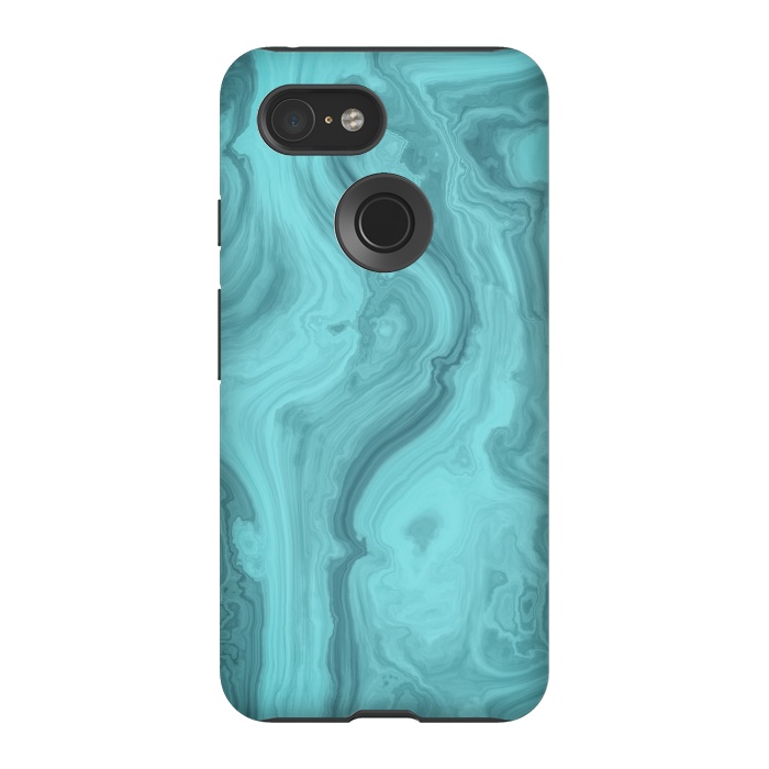 Pixel 3 StrongFit Turquoise Marble 2 by Andrea Haase