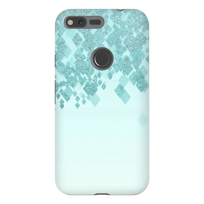 Pixel XL StrongFit Turquoise Faux Glitter Diamonds by Andrea Haase