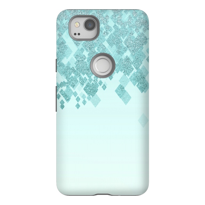 Pixel 2 StrongFit Turquoise Faux Glitter Diamonds by Andrea Haase