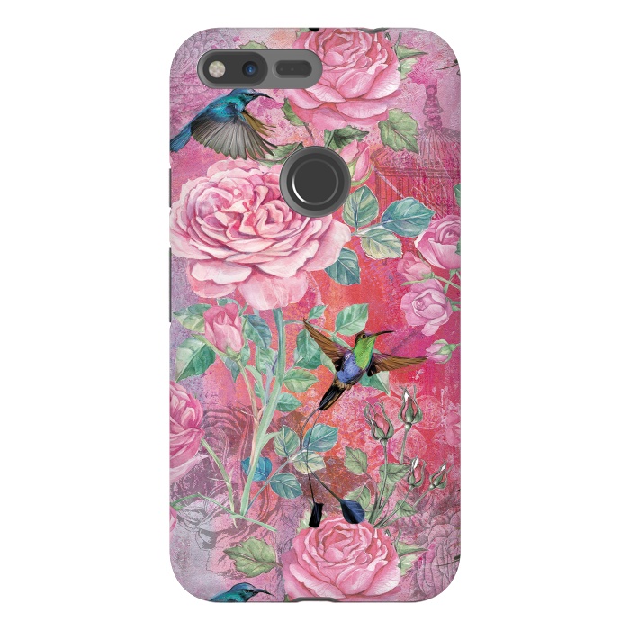 Pixel XL StrongFit Roses and Hummingbirds by  Utart