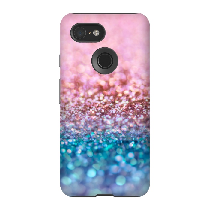 Pixel 3 StrongFit Teal and Rose Gold Glitter Dance by  Utart