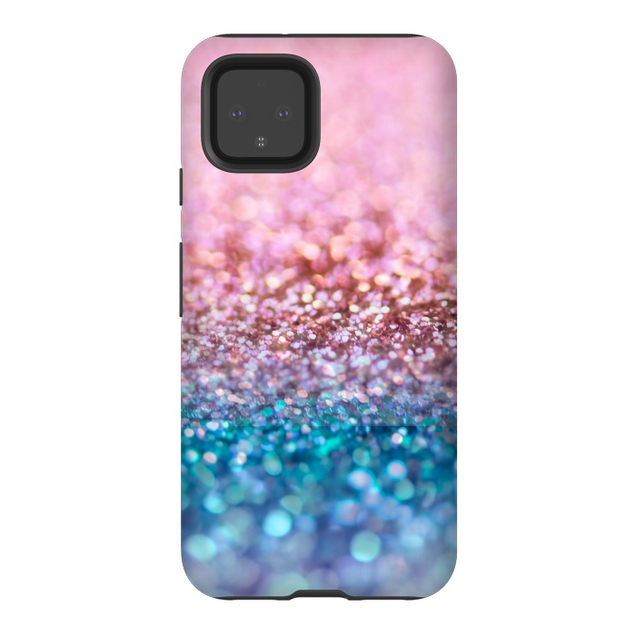 Pixel 4 StrongFit Teal and Rose Gold Glitter Dance by  Utart
