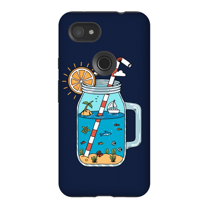 Pixel 3AXL StrongFit Drink Landscape Blue by Coffee Man