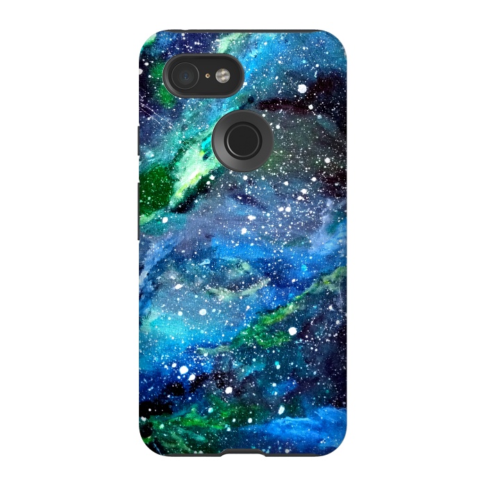 Pixel 3 StrongFit Galaxy in Blue and Green by Gringoface Designs
