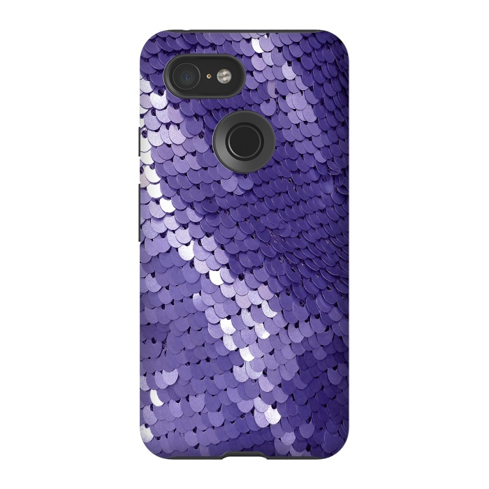 Pixel 3 StrongFit Shiny Purple Sequins  by Andrea Haase