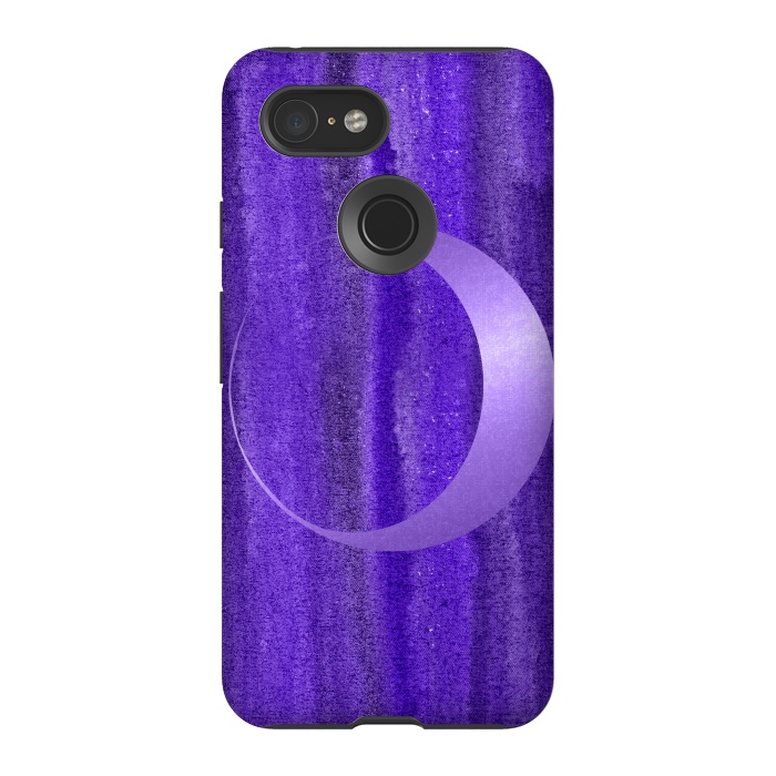 Pixel 3 StrongFit Shiny Purple Half Moon  by Andrea Haase
