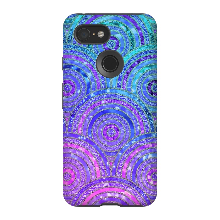 Pixel 3 StrongFit Pink and Blue Metal Circles Pattern by  Utart