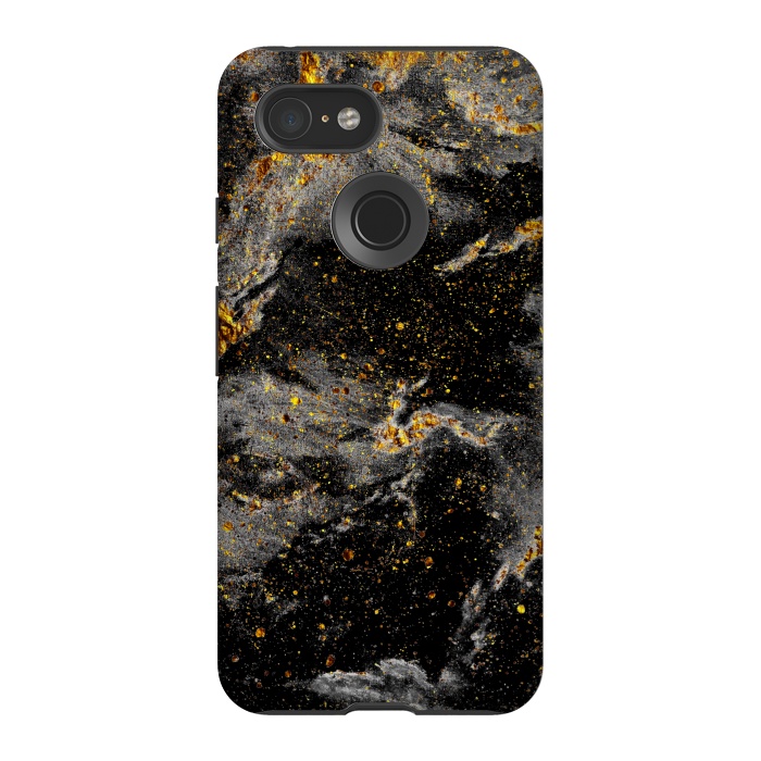 Pixel 3 StrongFit Galaxy Black Gold by Gringoface Designs