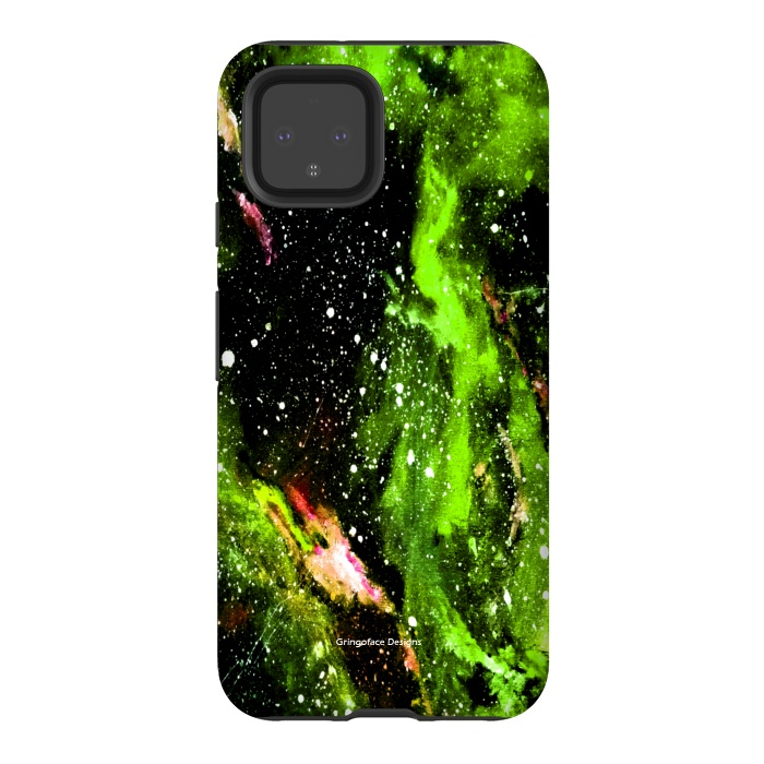 Pixel 4 StrongFit Green Galaxy by Gringoface Designs