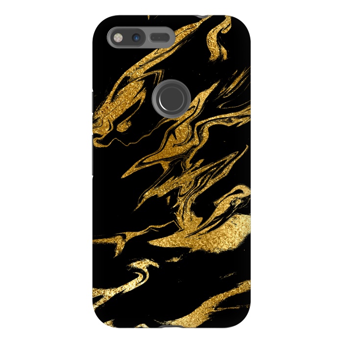 Pixel XL StrongFit Black and Gold Luxury Marble by  Utart