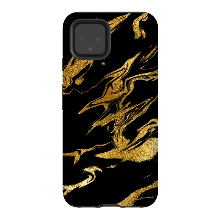 Pixel 4 StrongFit Black and Gold Luxury Marble by  Utart