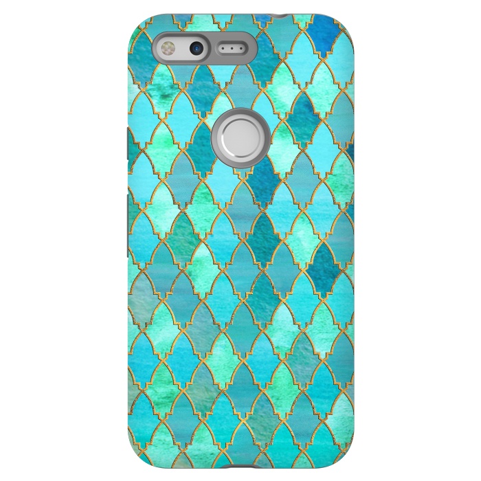 Pixel StrongFit Teal Moroccan Shapes Pattern  by  Utart