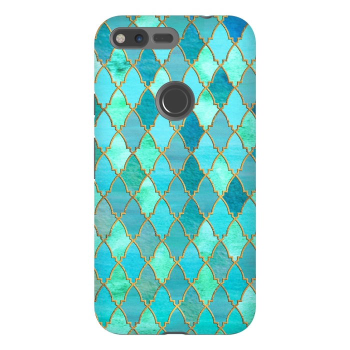 Pixel XL StrongFit Teal Moroccan Shapes Pattern  by  Utart