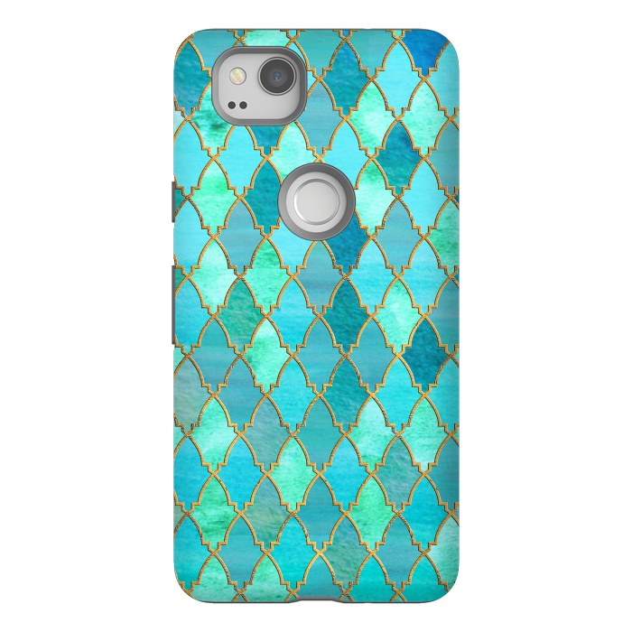 Pixel 2 StrongFit Teal Moroccan Shapes Pattern  by  Utart