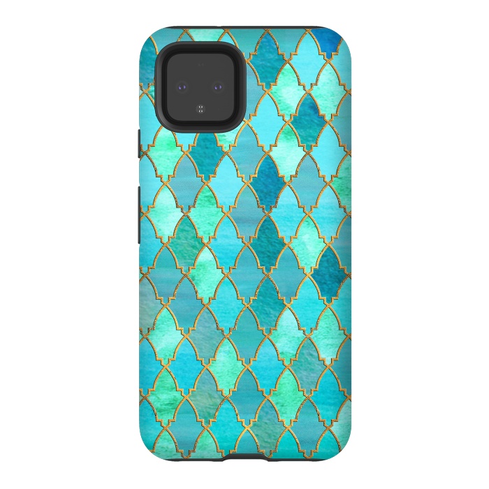 Pixel 4 StrongFit Teal Moroccan Shapes Pattern  by  Utart