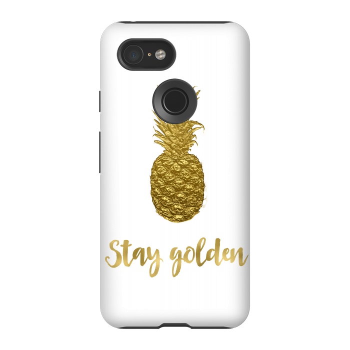 Pixel 3 StrongFit Stay Golden Precious Pineapple by Andrea Haase