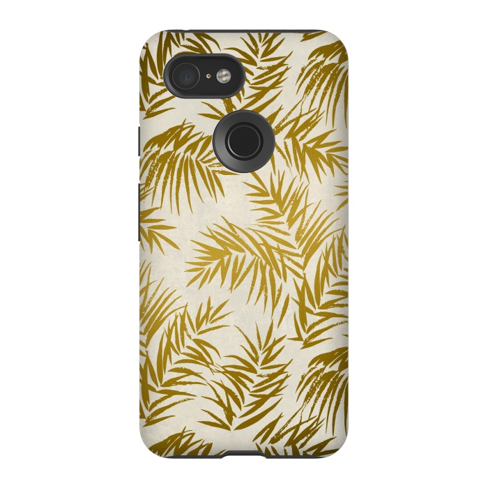 Pixel 3 StrongFit Golden Palm Leaves 2 by Andrea Haase
