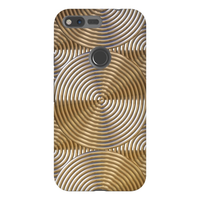 Pixel XL StrongFit Shiny Golden Metal Embossed Circles 2 by Andrea Haase