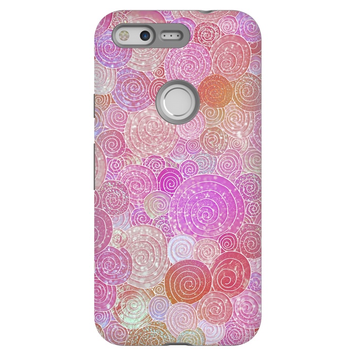 Pixel StrongFit Pink and rose gold circles and dots pattern by  Utart