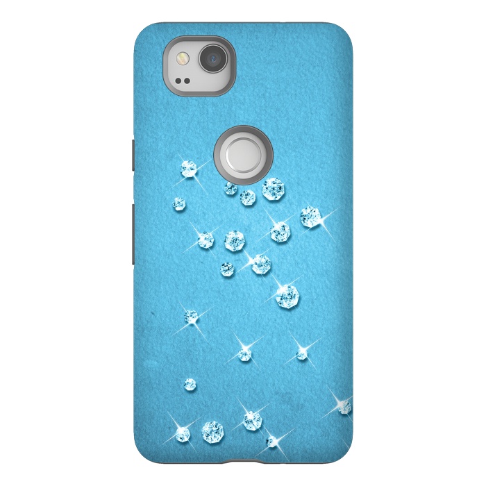 Pixel 2 StrongFit Sparkling Rhinestones on Blue by Andrea Haase