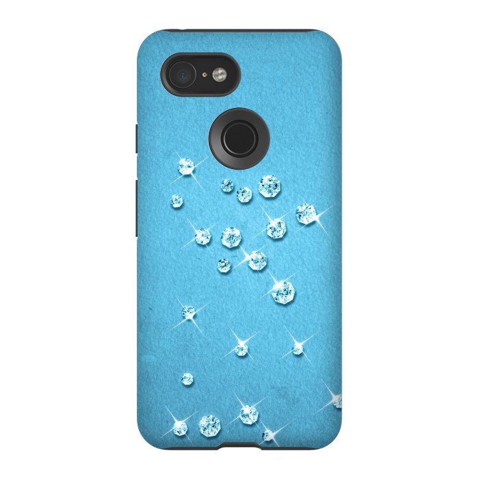 Pixel 3 StrongFit Sparkling Rhinestones on Blue by Andrea Haase