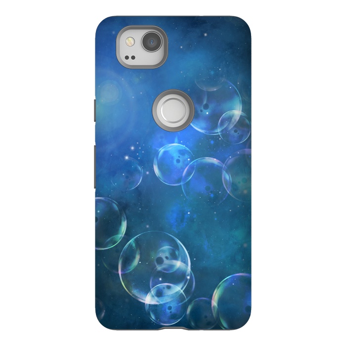 Pixel 2 StrongFit Surreal Blue Bubbles by Andrea Haase