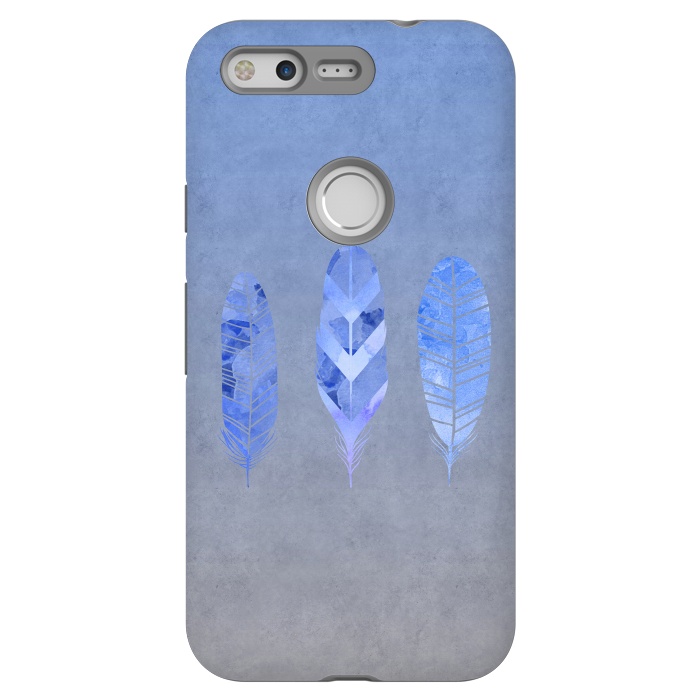 Pixel StrongFit Blue Watercolor Feathers by Andrea Haase