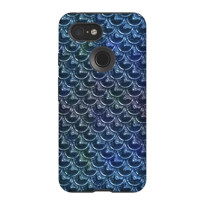 Pixel 3 StrongFit Shimmering Blue Metallic Scales by Andrea Haase
