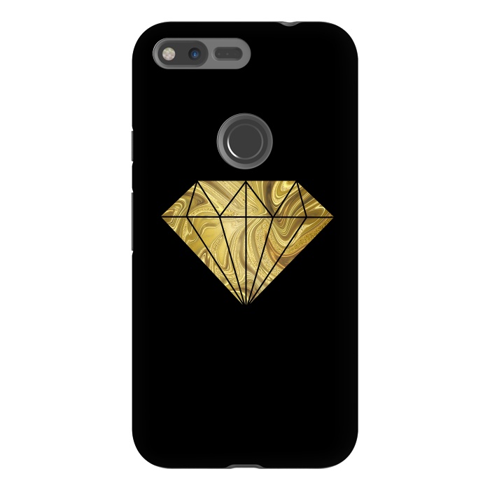 Pixel XL StrongFit Golden Diamond  Faux Glitter On Black by Andrea Haase