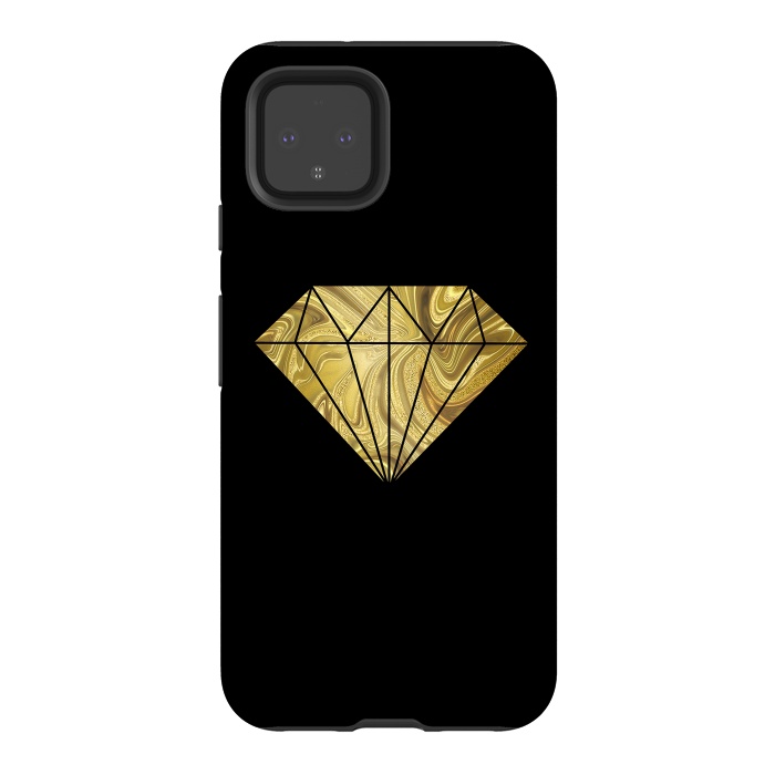 Pixel 4 StrongFit Golden Diamond  Faux Glitter On Black by Andrea Haase