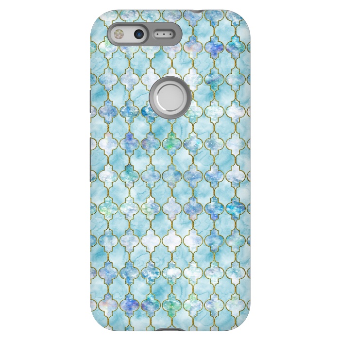 Pixel StrongFit Blue Moroccan Shapes Pattern  by  Utart