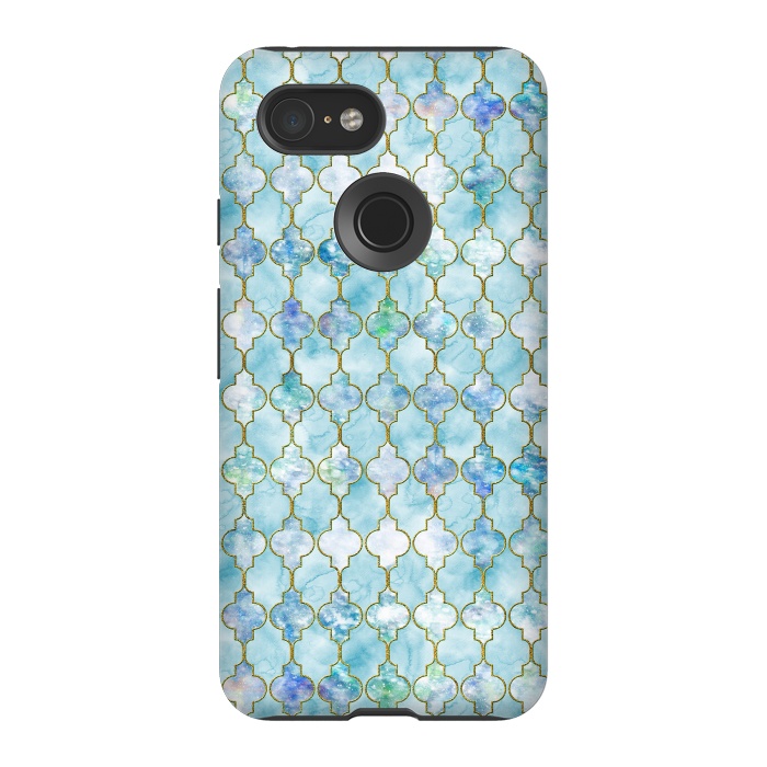 Pixel 3 StrongFit Blue Moroccan Shapes Pattern  by  Utart