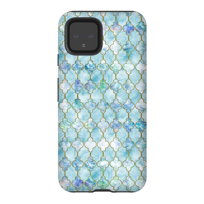 Pixel 4 StrongFit Blue Moroccan Shapes Pattern  by  Utart