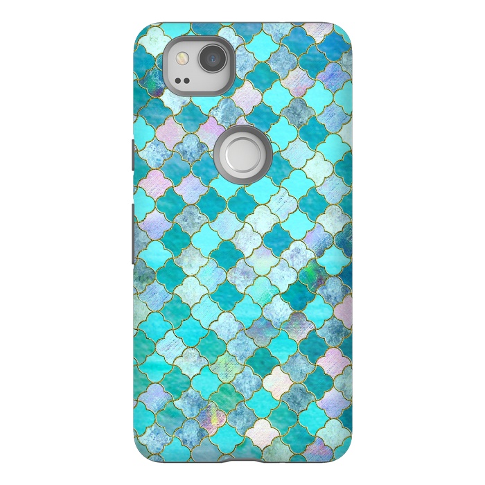Pixel 2 StrongFit Multicolor Teal Moroccan Shapes Pattern  by  Utart