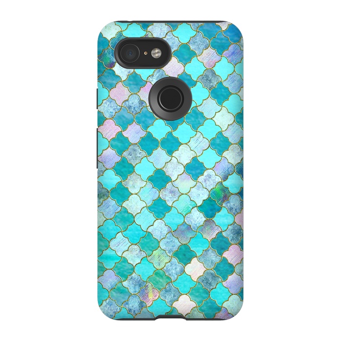Pixel 3 StrongFit Multicolor Teal Moroccan Shapes Pattern  by  Utart