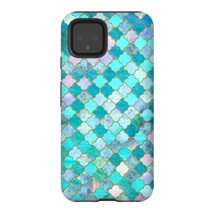 Pixel 4 StrongFit Multicolor Teal Moroccan Shapes Pattern  by  Utart