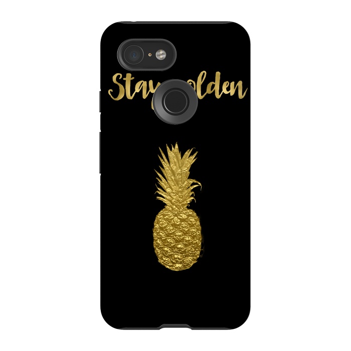 Pixel 3 StrongFit Stay Golden Precious Tropical Pineapple by Andrea Haase