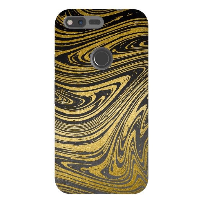 Pixel XL StrongFit Black Gold Marble 2 by Andrea Haase