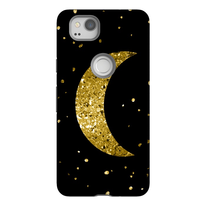 Pixel 2 StrongFit Sparkling Golden Moon by Andrea Haase