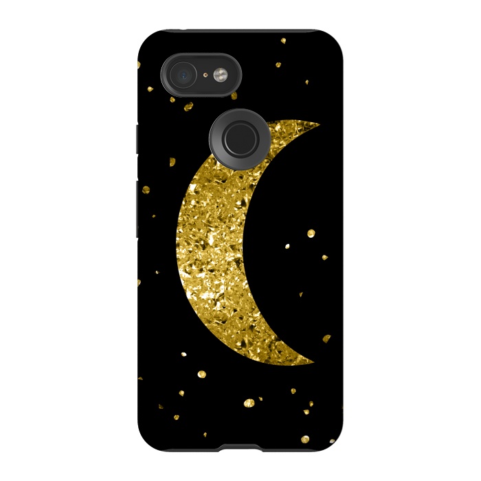 Pixel 3 StrongFit Sparkling Golden Moon by Andrea Haase