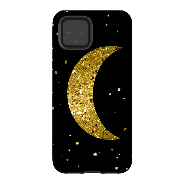 Pixel 4 StrongFit Sparkling Golden Moon by Andrea Haase