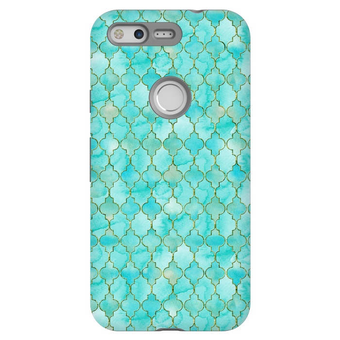 Pixel StrongFit Multicolor Teal Blue Moroccan Shapes Pattern  by  Utart