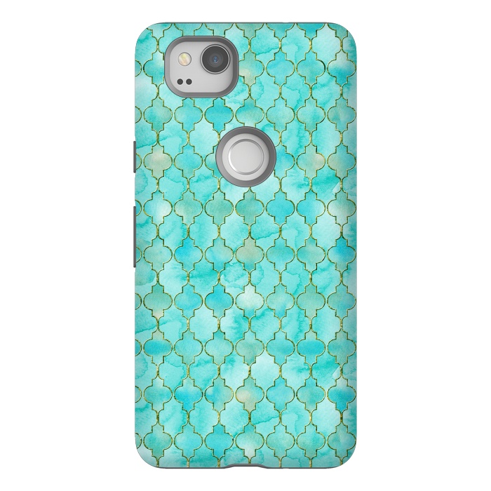 Pixel 2 StrongFit Multicolor Teal Blue Moroccan Shapes Pattern  by  Utart