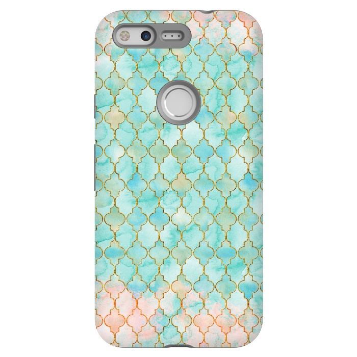 Pixel StrongFit Multicolor Teal Pink Moroccan Shapes Pattern  by  Utart