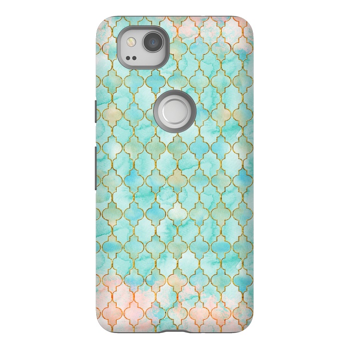 Pixel 2 StrongFit Multicolor Teal Pink Moroccan Shapes Pattern  by  Utart