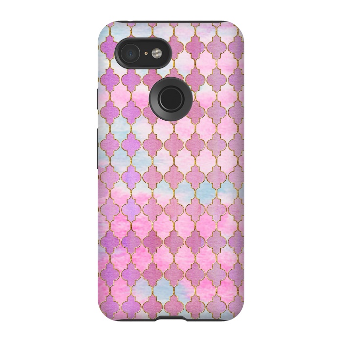 Pixel 3 StrongFit Multicolor Pink Moroccan Shapes Pattern  by  Utart