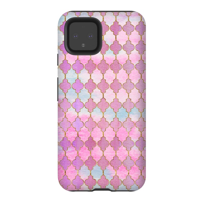 Pixel 4 StrongFit Multicolor Pink Moroccan Shapes Pattern  by  Utart