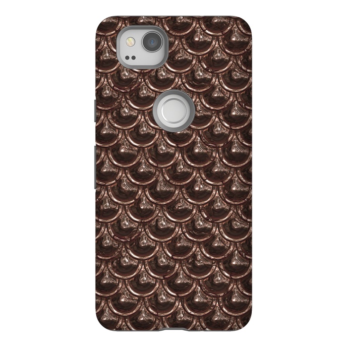 Pixel 2 StrongFit Brown Copper Metal Scales by Andrea Haase