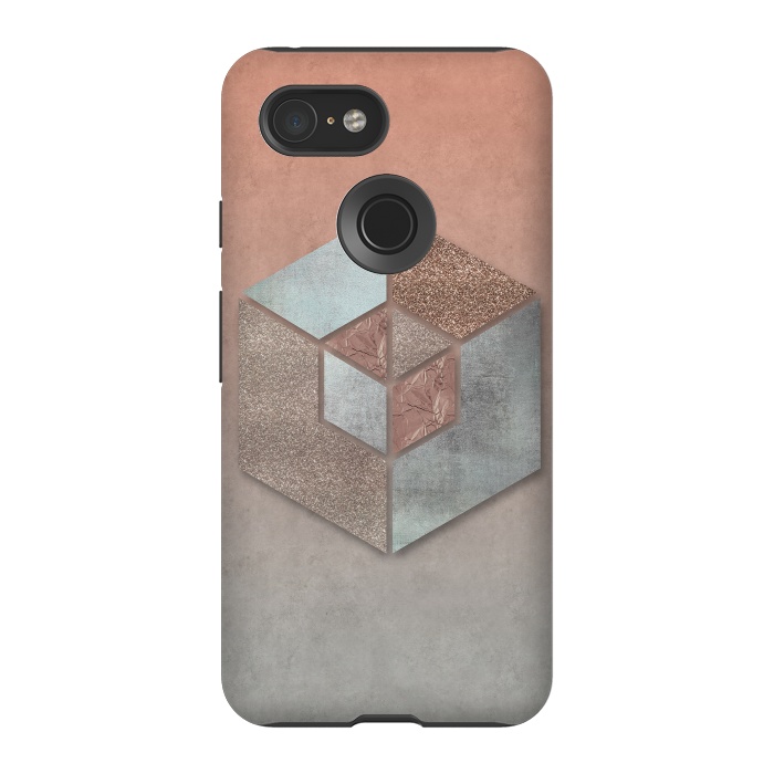 Pixel 3 StrongFit Copper Gray Hexagon by Andrea Haase