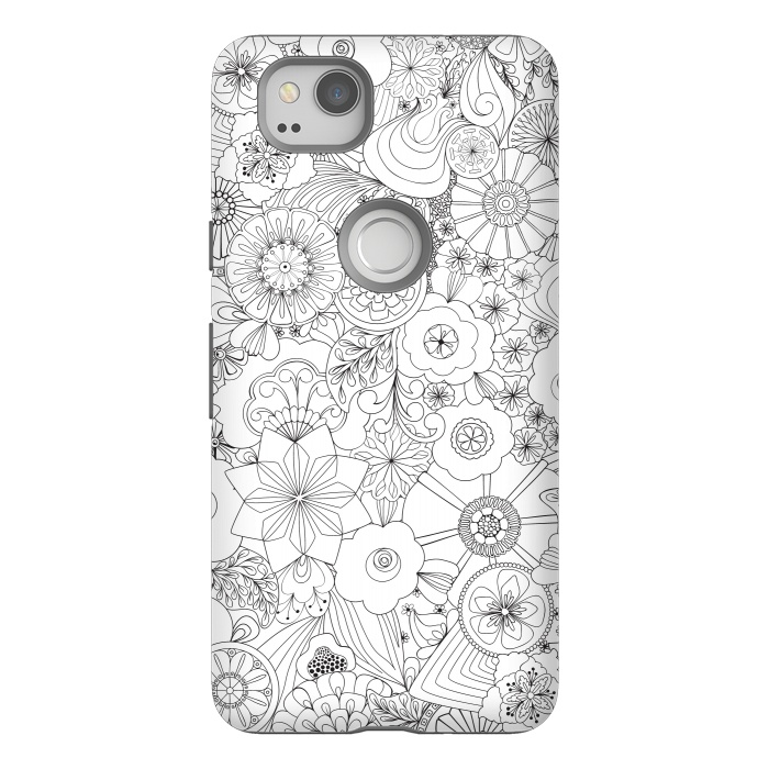 Pixel 2 StrongFit 70s Blooms in Black and White by Paula Ohreen